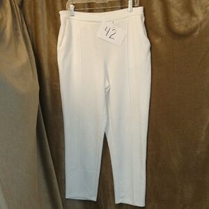 IMAN Classic White Ankle Pants, Size Large By Iman